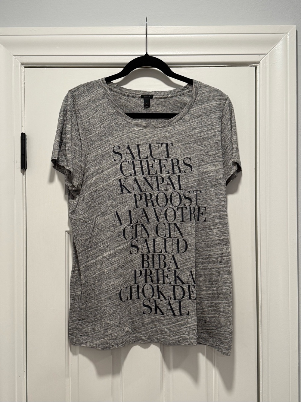 J. Crew 'Cheers' Gray Tissue Tee - Large - NWOT